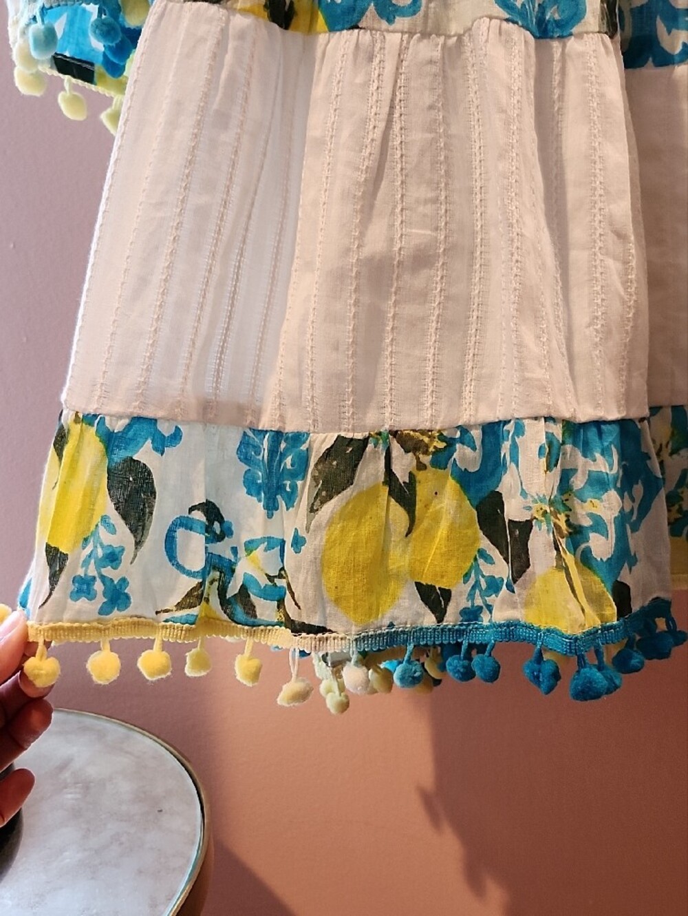 Colori Di Mare White Tiered Boho Tunic with Yellow Lemon Embroidery - Picture 6 of 7